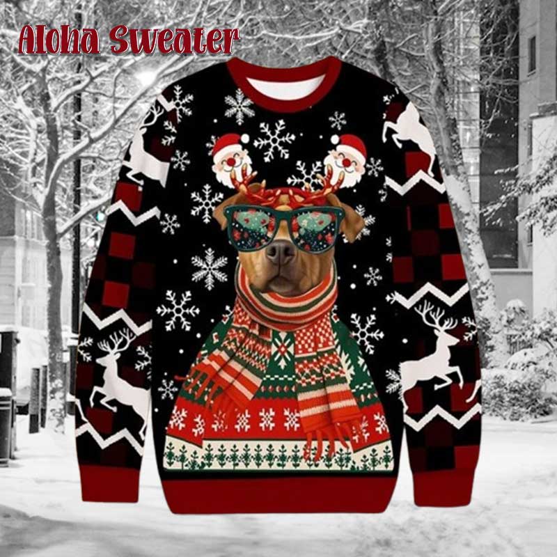 Cool Pitbull Funny Dog Ugly Christmas Sweater product image