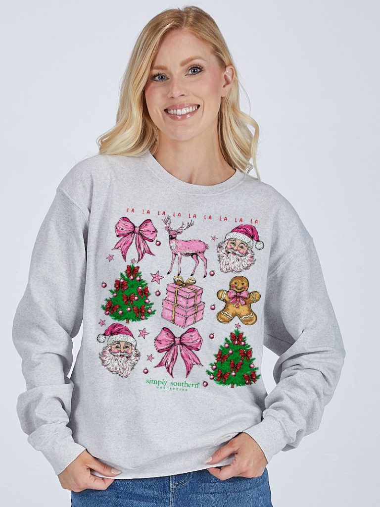 Simply Southern Tree Santa Holiday Crew - Adult & Kids T-Shirts, Sweatshirts & Hoodies apparel design preview 2