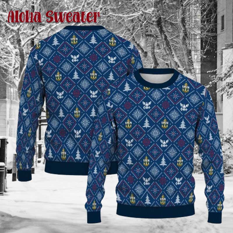 Custom Us Veteran Military Ugly Christmas Sweater product image 3