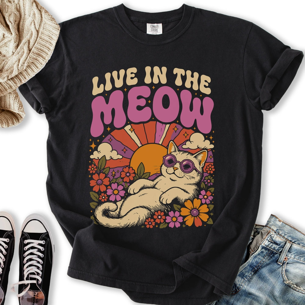 Live In The Meow - Adult & Kids T-Shirts, Sweatshirts & Hoodies apparel design preview 1