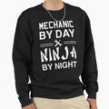 Mechanic by day. Ninja night - Adult & Kids T-Shirts, Sweatshirts & Hoodies apparel design preview 1