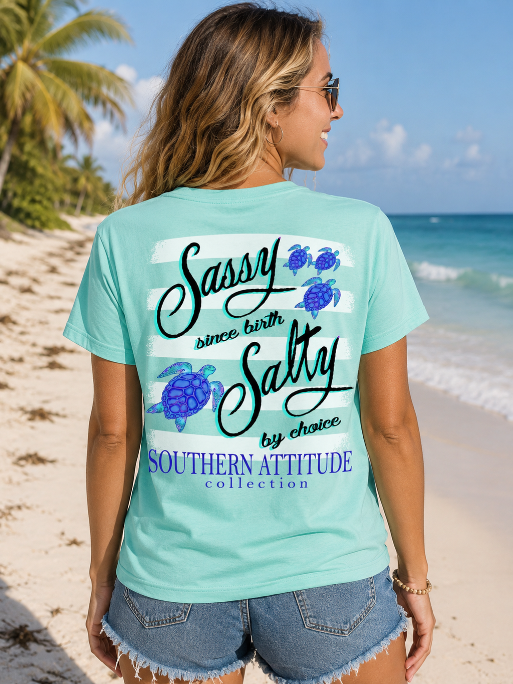 Southern Attitude Mint Turtles Sassy Since Birth - Adult & Kids T-Shirts, Sweatshirts & Hoodies apparel design preview 1