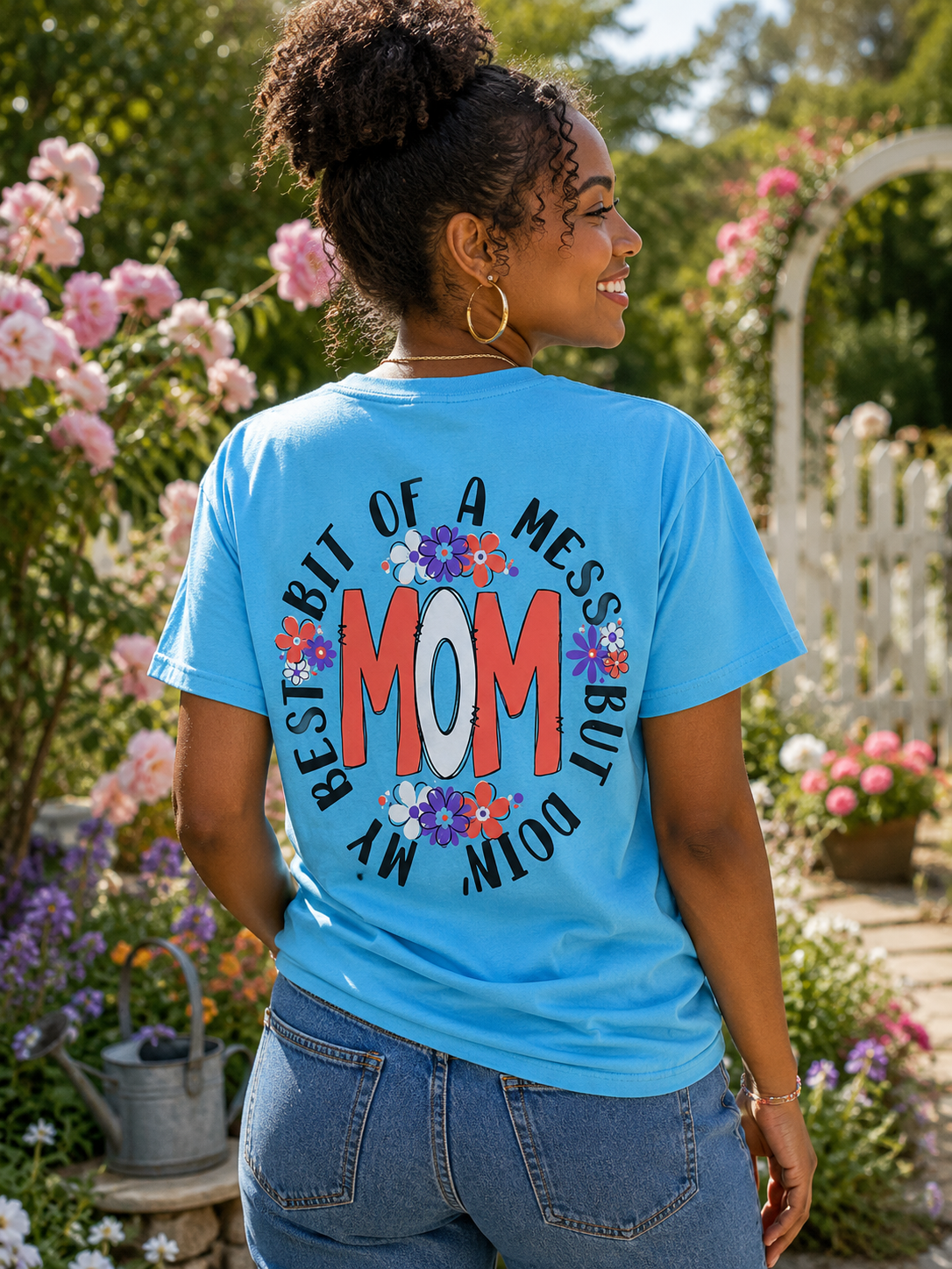 Southern Chics Bit Of A Mess Mom Comfort Colors - Adult & Kids T-Shirts, Sweatshirts & Hoodies apparel design preview 1