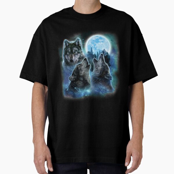 Three Grey Wolves and Icy Full Moon Swirl with Galaxy - Adult & Kids T-Shirts, Sweatshirts & Hoodies apparel design preview 1