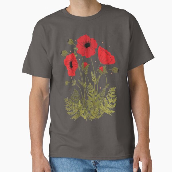 Red poppies vector art - Adult & Kids T-Shirts, Sweatshirts & Hoodies apparel design preview 1