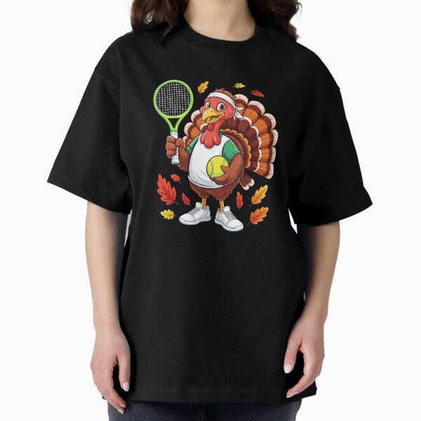 Turkey Tennis Funny Thanksgiving Fall Cartoon - Adult & Kids T-Shirts, Sweatshirts & Hoodies apparel design preview 1