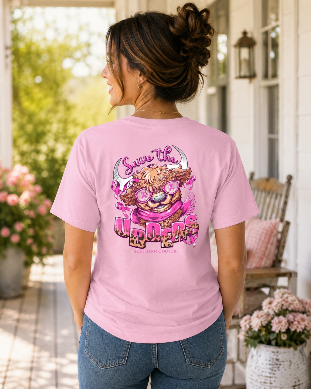 Southern Couture Classic Save The Udders Cancer Light - Adult & Kids T-Shirts, Sweatshirts & Hoodies apparel design preview 1