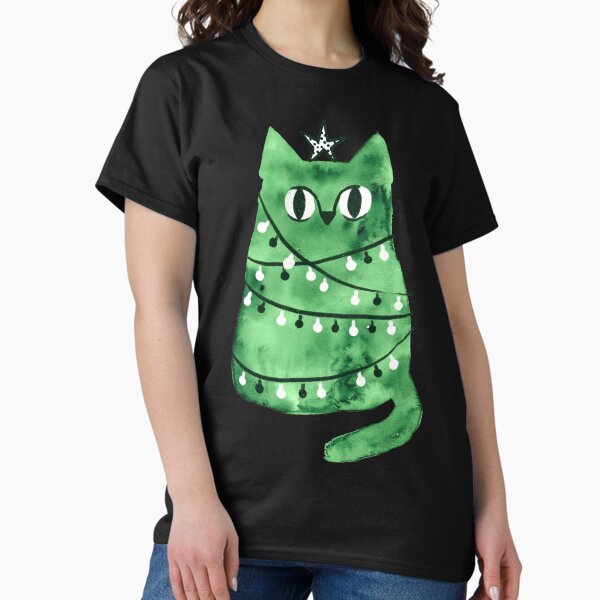 Merry Christmas and Happy New Year tree kitty cat - Adult & Kids T-Shirts, Sweatshirts & Hoodies apparel design preview 1
