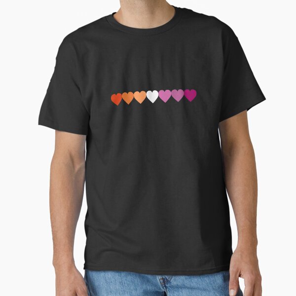 New Orange Pink Lesbian Flag Hearts - Adult & Kids T-Shirts, Sweatshirts & Hoodies apparel design preview 1