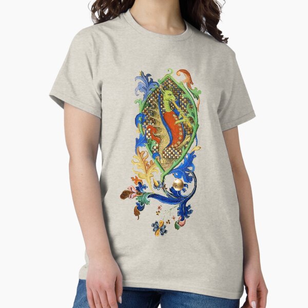 WEIRD MEDIEVAL BESTIARY MAKING MUSIC Green Dragon - Adult & Kids T-Shirts, Sweatshirts & Hoodies apparel design preview 1