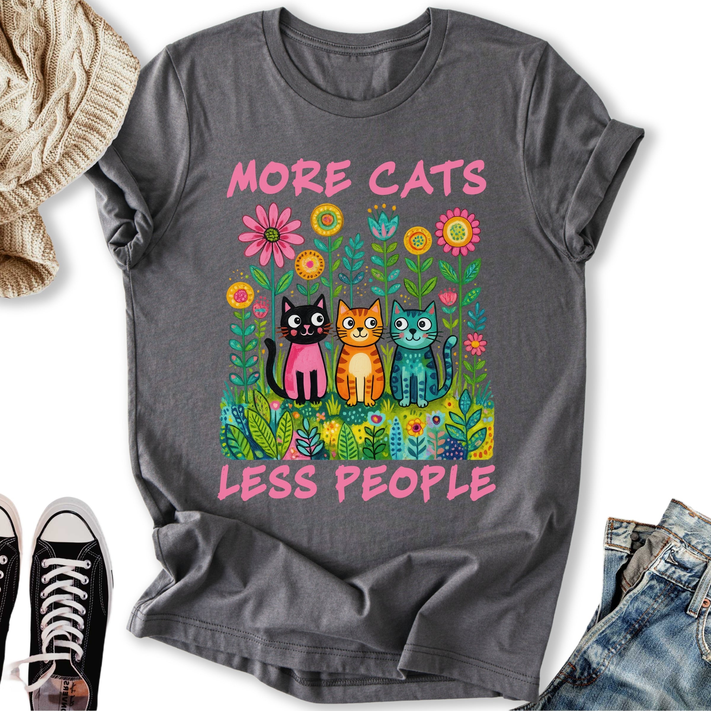 More Cats Folk Art - Adult & Kids T-Shirts, Sweatshirts & Hoodies apparel design preview 2