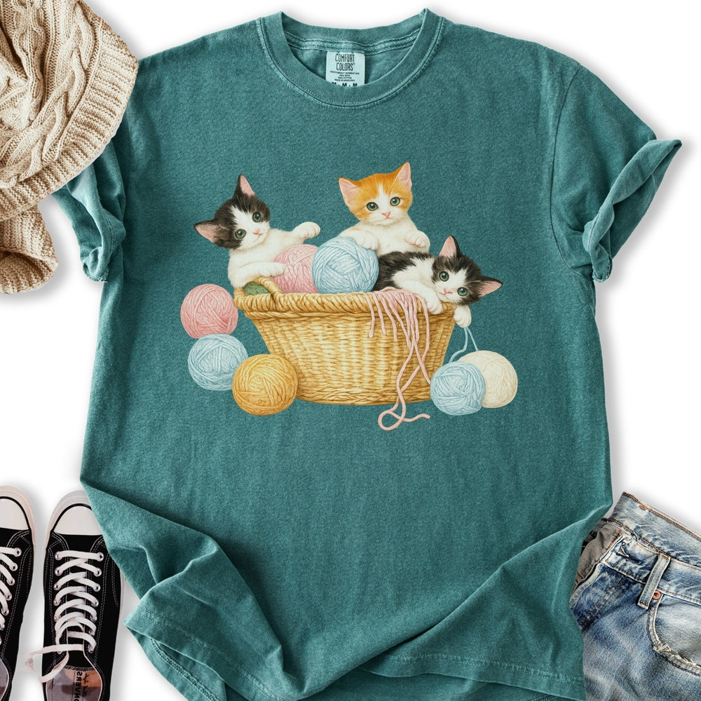 Kitten Yarn Basket - Adult & Kids T-Shirts, Sweatshirts & Hoodies apparel design preview 2