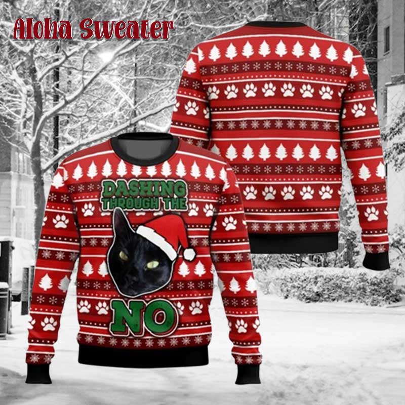 Cute Cat Kawaii Black Ugly Christmas Sweater product image 2