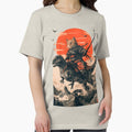 Samurai cat riding a dinosaur - Adult & Kids T-Shirts, Sweatshirts & Hoodies apparel design preview 1