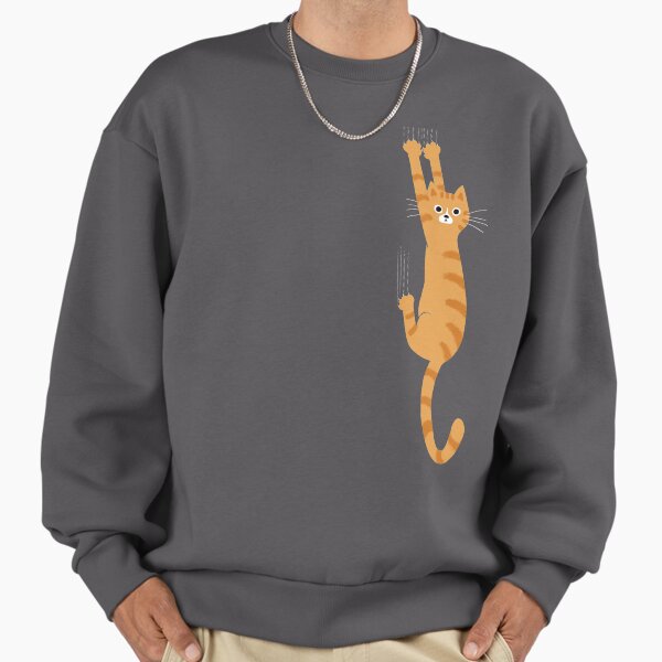 Orange Tabby Cat Hanging On Funny Striped - Adult & Kids T-Shirts, Sweatshirts & Hoodies apparel design preview 1