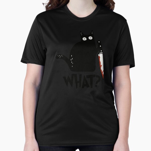 Cat What? Murderous Black With Knife Gift Premium - Adult & Kids T-Shirts, Sweatshirts & Hoodies apparel design preview 1
