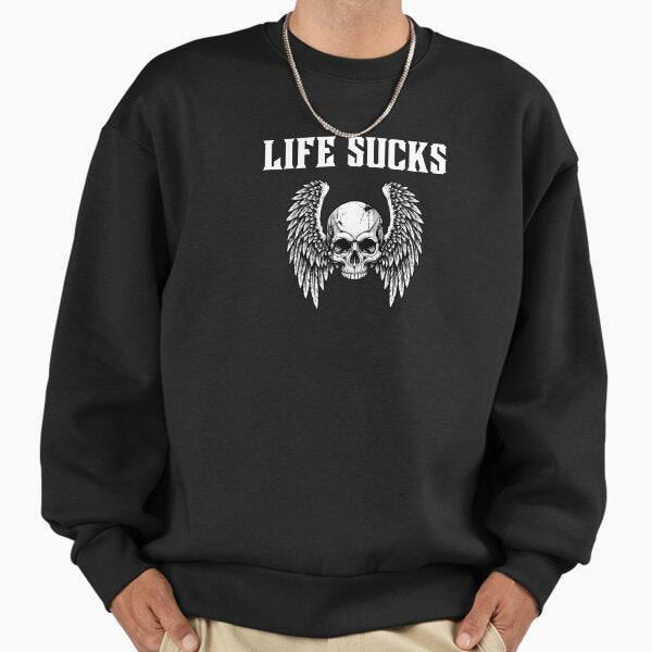 Life Sucks Skull And Wings - Adult & Kids T-Shirts, Sweatshirts & Hoodies apparel design preview 1