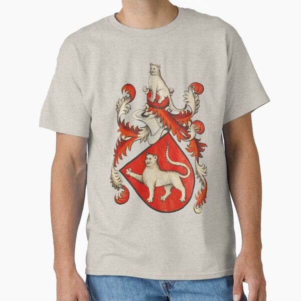 MEDIEVAL HERALDIC CATS Coat of Arms in Red Ivory - Adult & Kids T-Shirts, Sweatshirts & Hoodies apparel design preview 1