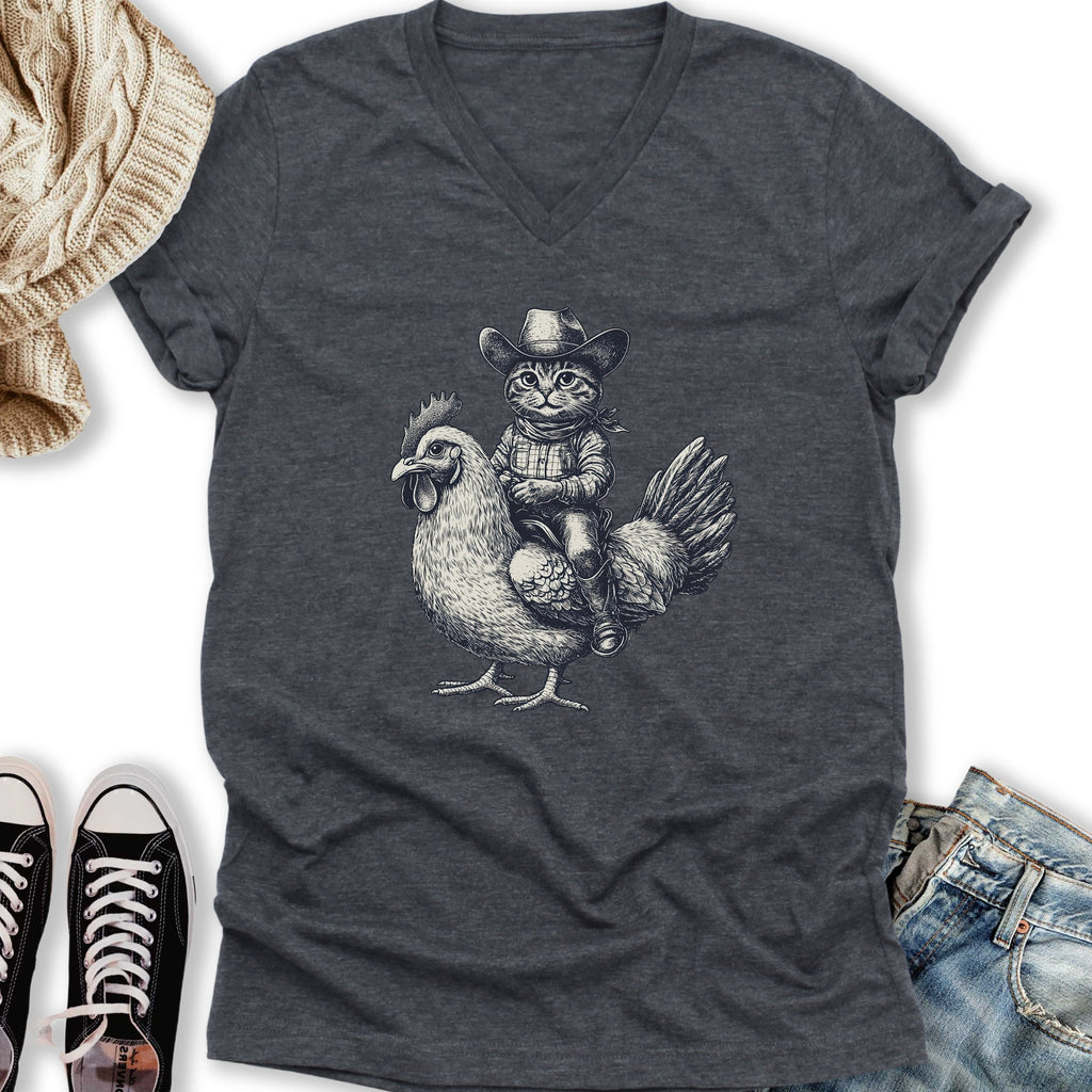 Cat Chicken V-Neck - Adult & Kids T-Shirts, Sweatshirts & Hoodies apparel design preview 2