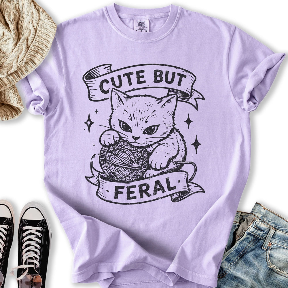 Cute But Feral Cat - Adult & Kids T-Shirts, Sweatshirts & Hoodies apparel design preview 1