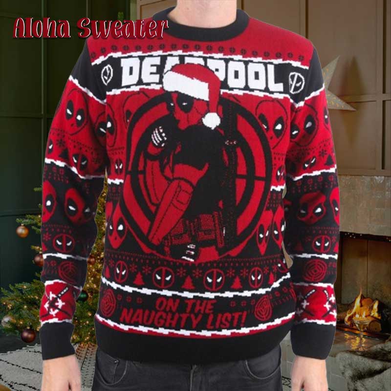 Hero Santa Hat Christmas Deadpool Ugly Christmas Sweater product image 5