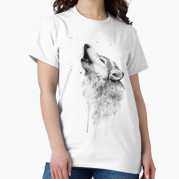 Wolf Howling Watercolor - Adult & Kids T-Shirts, Sweatshirts & Hoodies apparel design preview 1