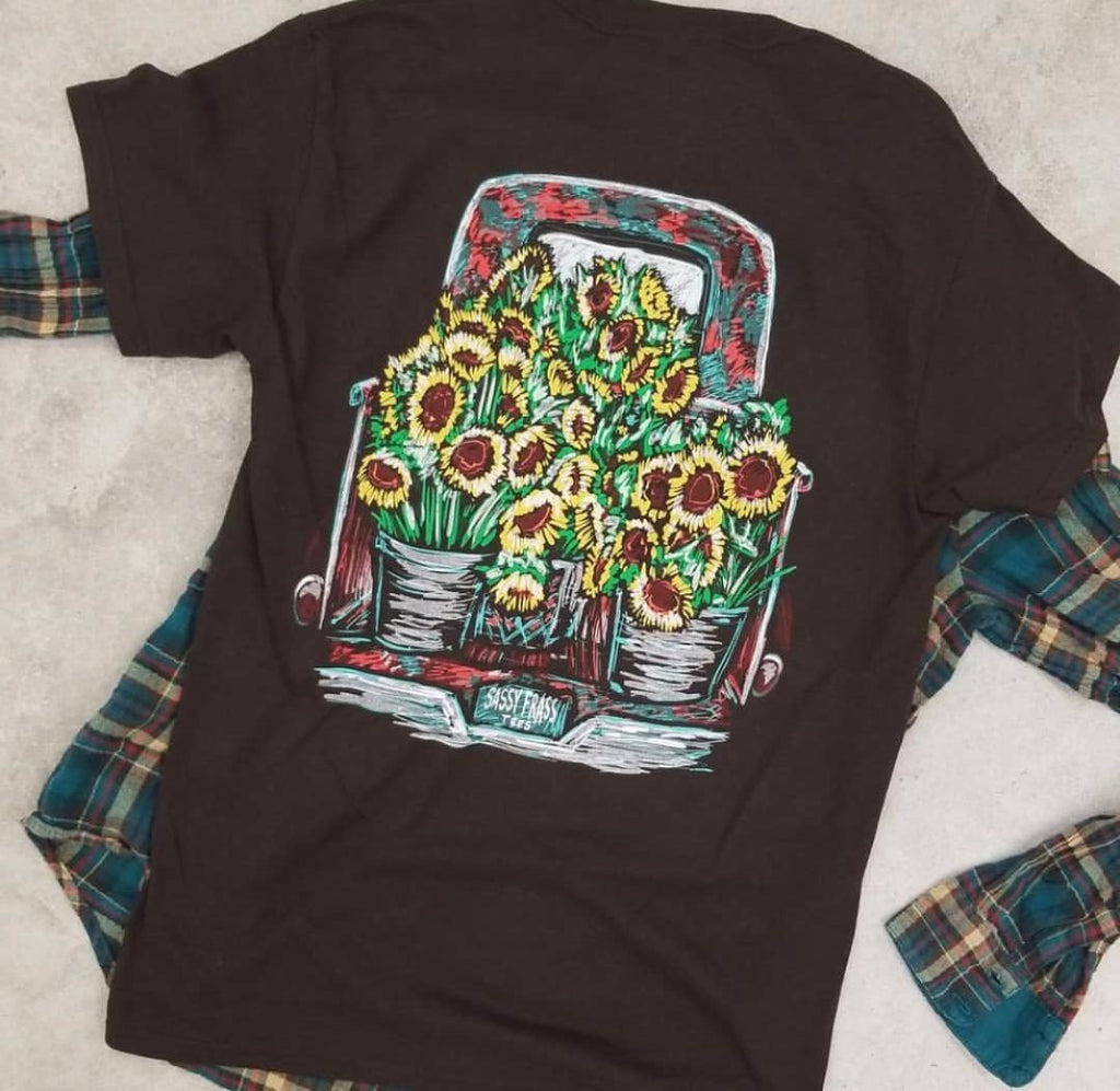 Sassy Frass Sunflower Truck Bright Girlie - Adult & Kids T-Shirts, Sweatshirts & Hoodies apparel design preview 2