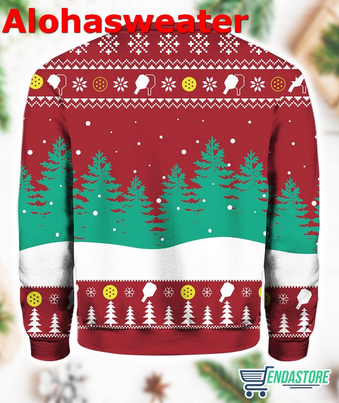 Deck The Hall Pickleball Santa Ugly Christmas Sweater product image 2