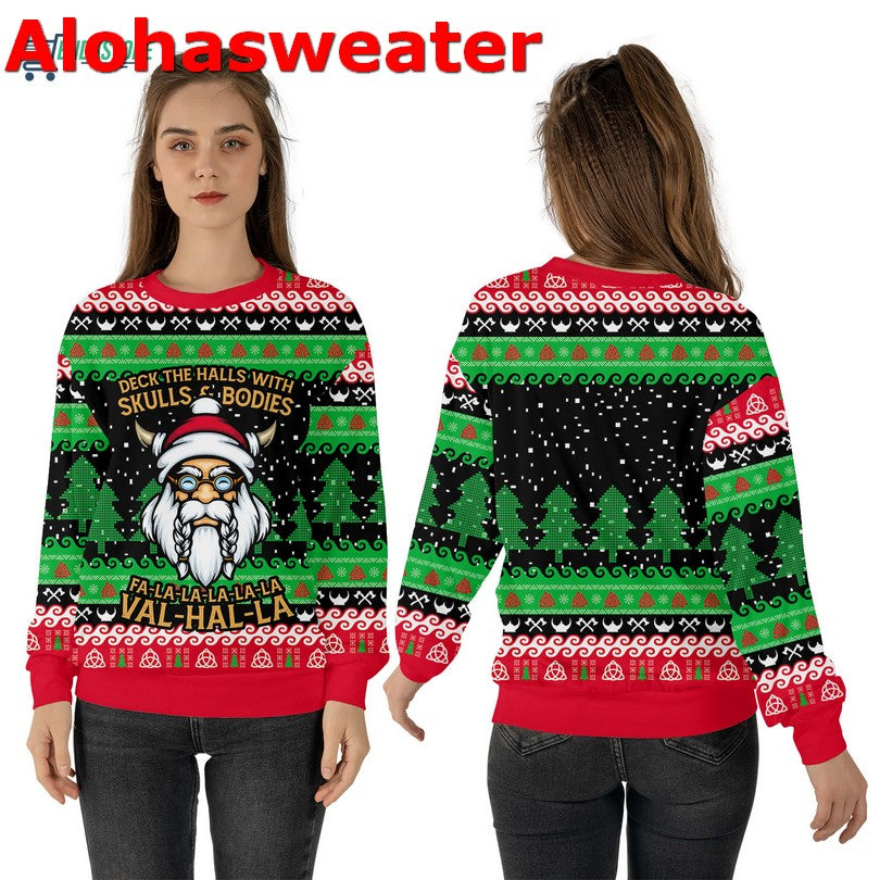 Deck the halls with skulls bodies Christmas sweater product image 4