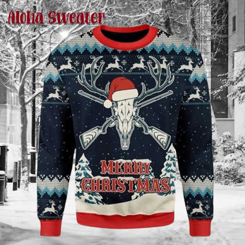Camo Forest Deer Hunting Ugly Christmas Sweater product image 2