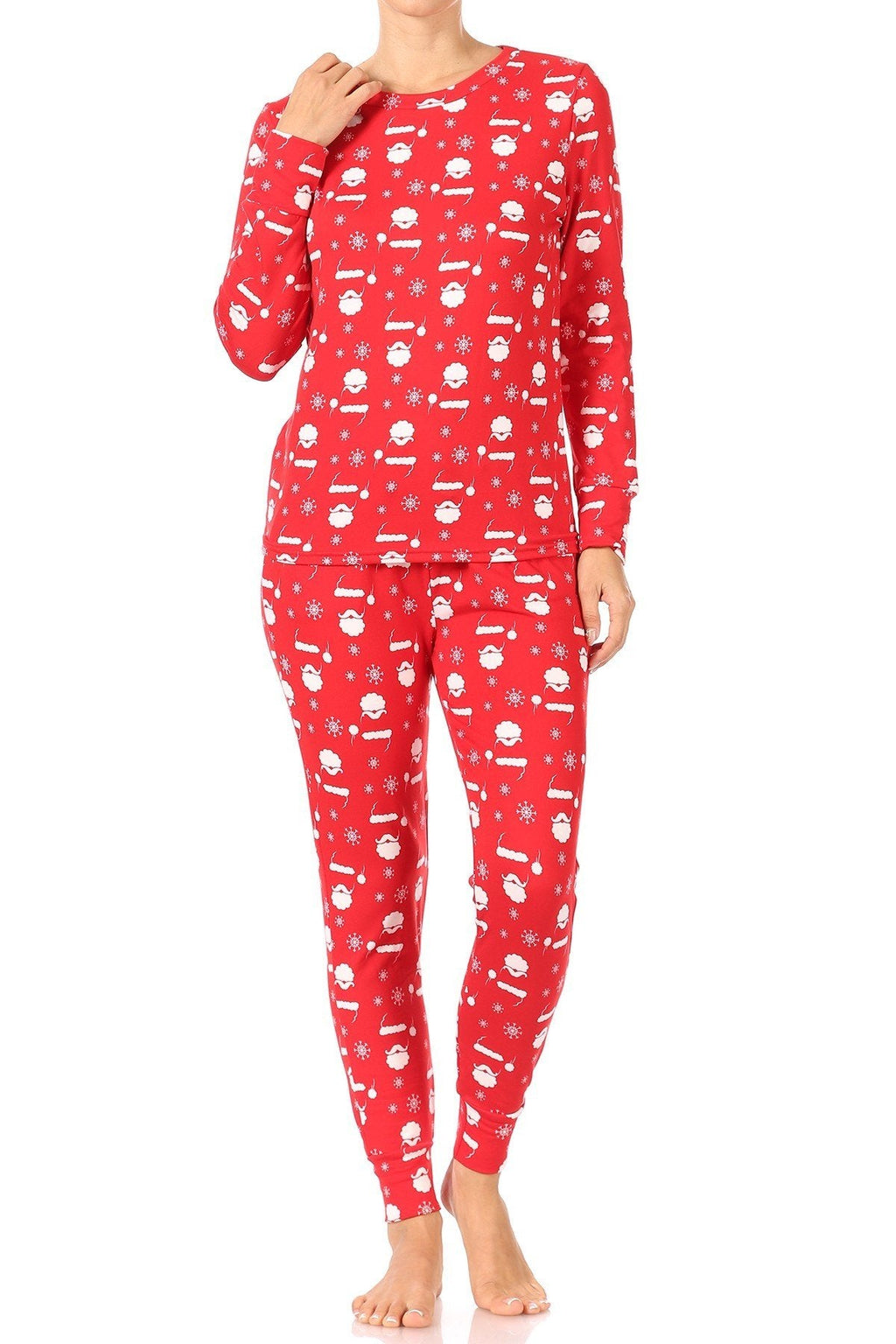 Christmas Santa Snowflakes Fleece Lined Lounge Pajama - Adult & Kids T-Shirts, Sweatshirts & Hoodies apparel design preview 1