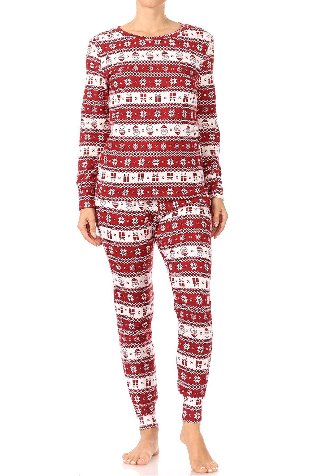 Christmas Fair Isle Santa Fleece Lined Lounge Pajama - Adult & Kids T-Shirts, Sweatshirts & Hoodies apparel design preview 2
