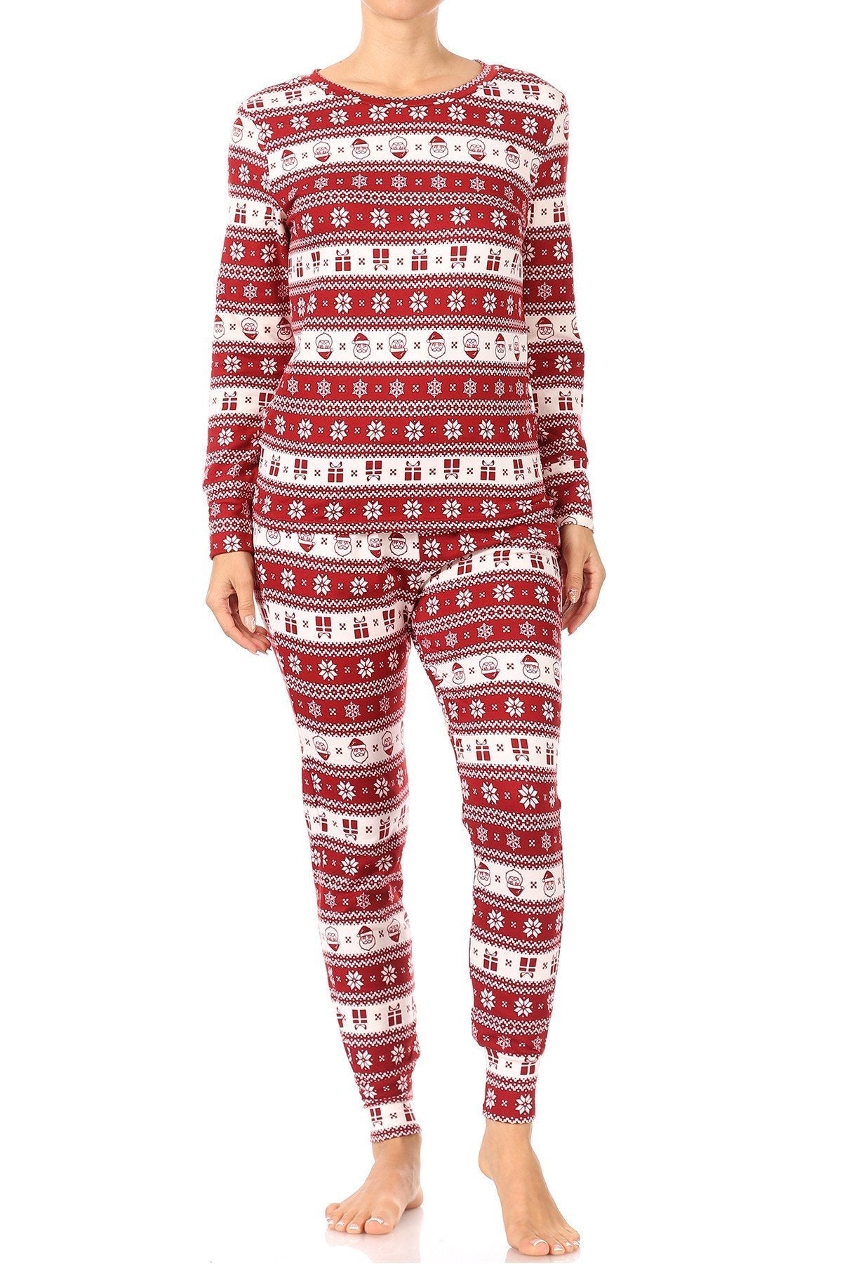 Christmas Fair Isle Santa Fleece Lined Lounge Pajama - Adult & Kids T-Shirts, Sweatshirts & Hoodies apparel design preview 2