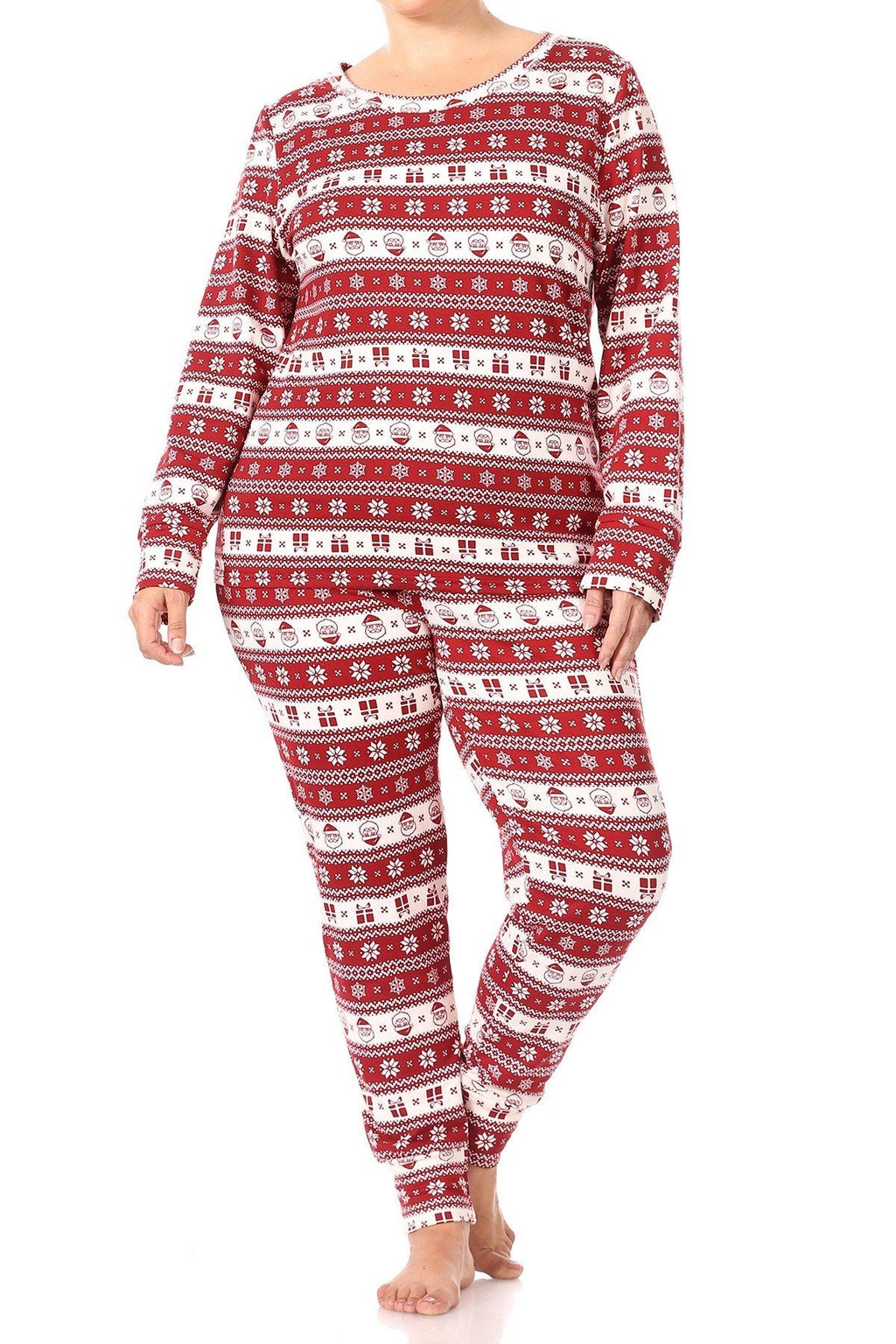 Christmas Fair Isle Santa Fleece Lined Lounge Pajama - Adult & Kids T-Shirts, Sweatshirts & Hoodies apparel design preview 1