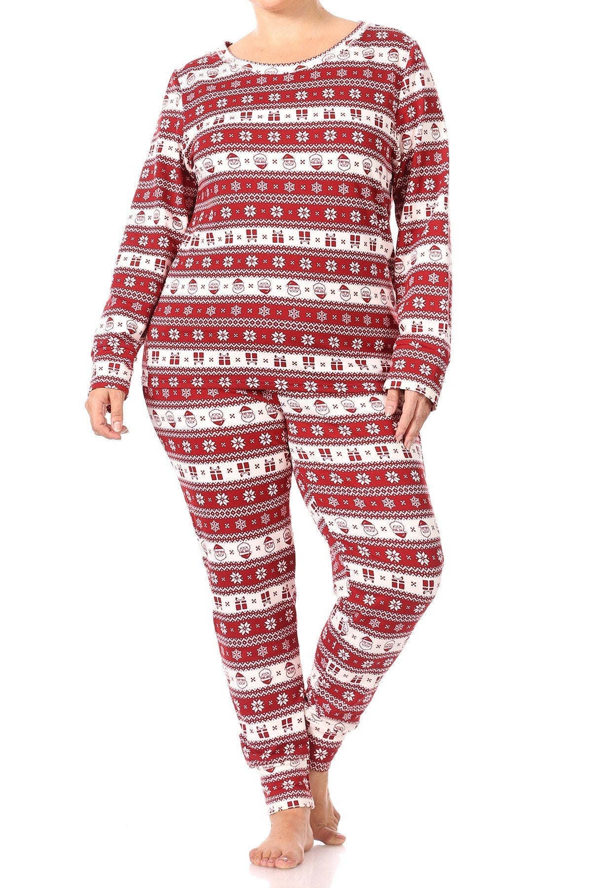Christmas Fair Isle Santa Fleece Lined Lounge Pajama - Adult & Kids T-Shirts, Sweatshirts & Hoodies apparel design preview 1