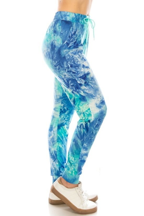 Blue Tie Dye Print Soft Lounge Jogger Pants - Adult & Kids T-Shirts, Sweatshirts & Hoodies apparel design preview 1