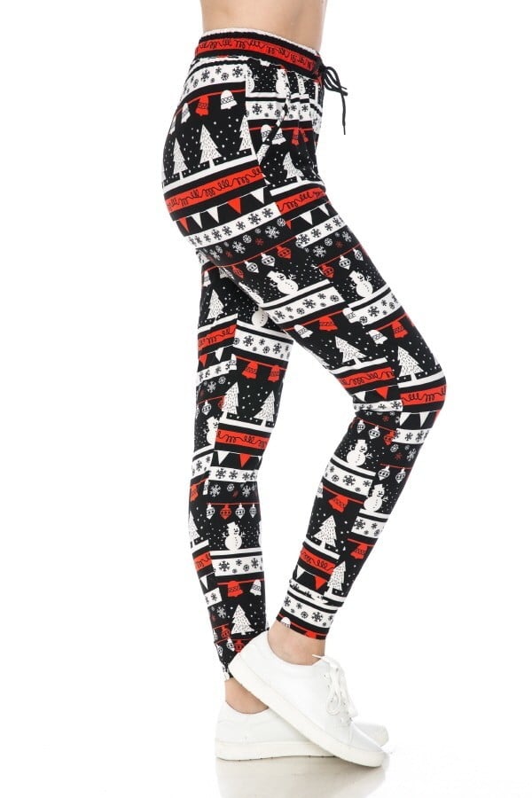 Christmas Tree Snowman Print Soft Lounge Jogger Pants - Adult & Kids T-Shirts, Sweatshirts & Hoodies apparel design preview 2