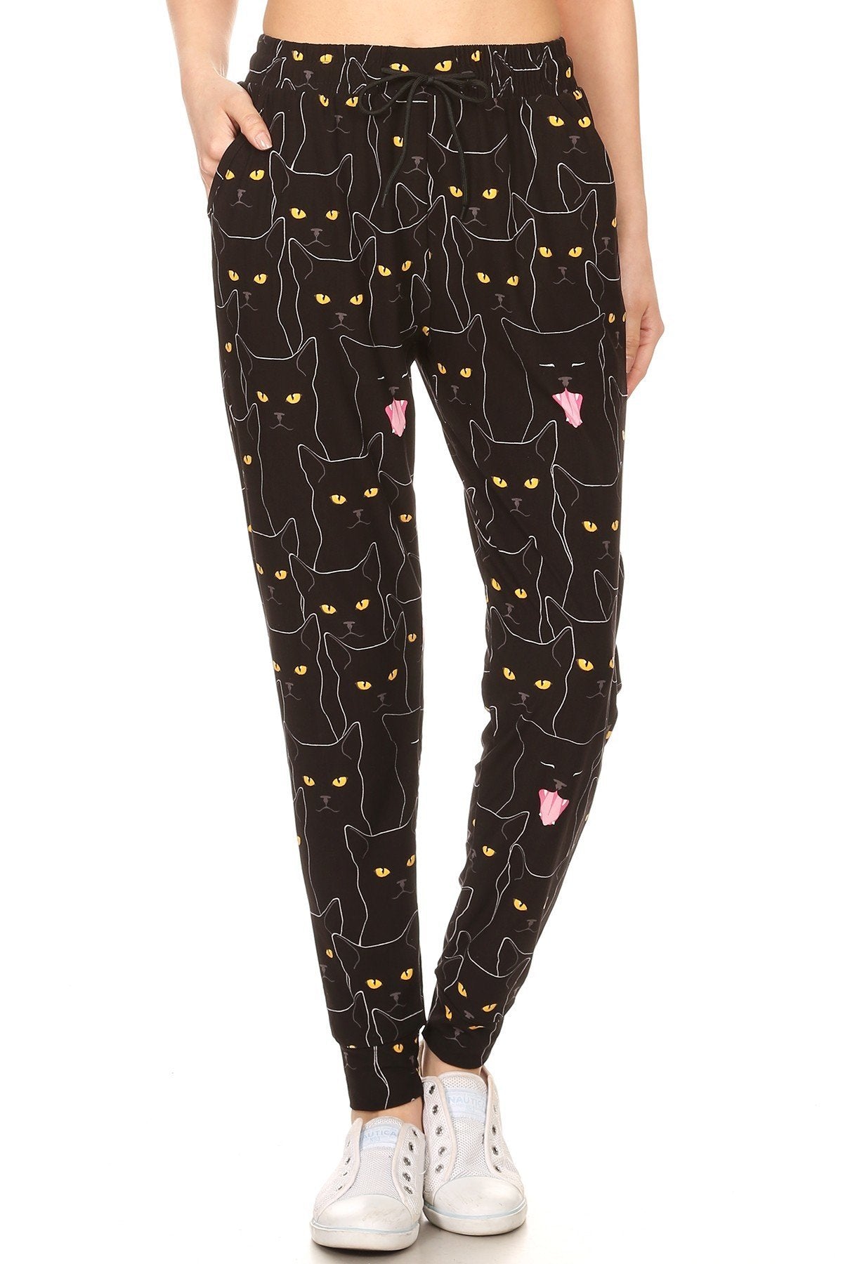 Black Cat Print Soft Lounge Jogger Pants - Adult & Kids T-Shirts, Sweatshirts & Hoodies apparel design preview 2