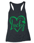 Happy Go Lucky Heart Irish Front Print Tank Top - Adult & Kids T-Shirts, Sweatshirts & Hoodies apparel design preview 1