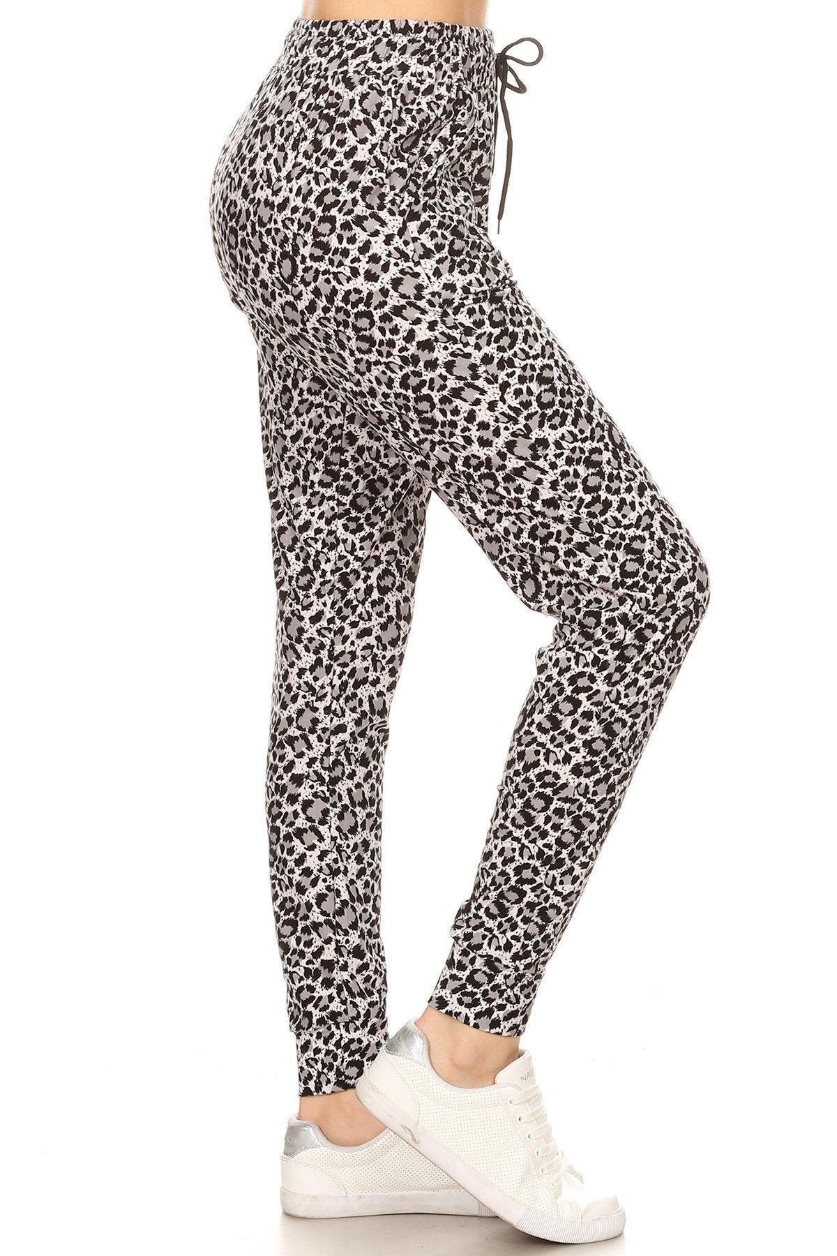 White Leopard Print Soft Lounge Jogger Pants - Adult & Kids T-Shirts, Sweatshirts & Hoodies apparel design preview 1