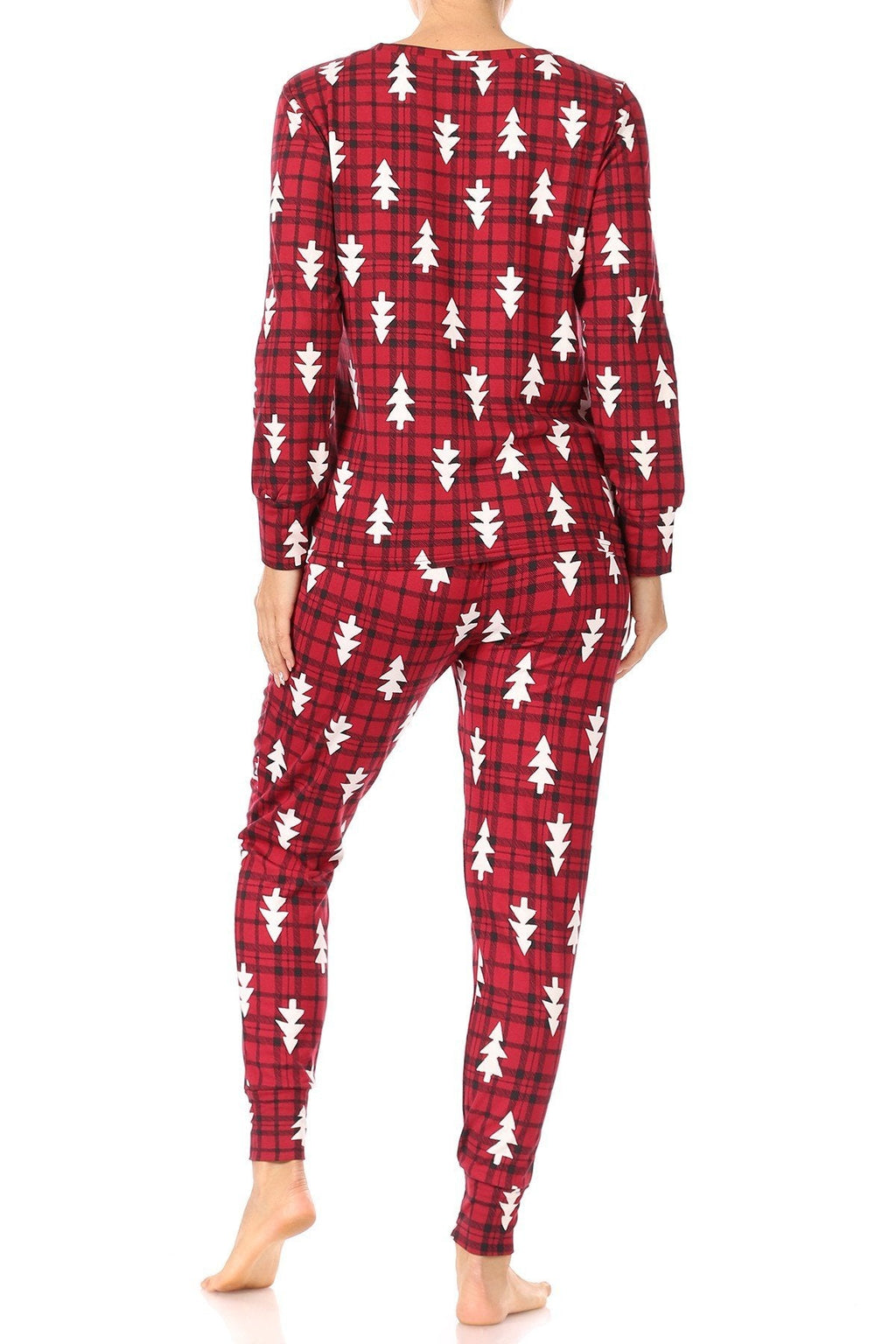 Plaid Christmas Trees Fleece Lined Lounge Pajama Set - Adult & Kids T-Shirts, Sweatshirts & Hoodies apparel design preview 2