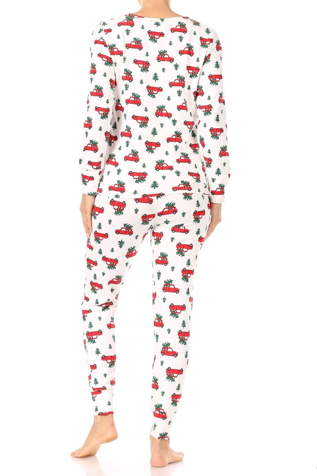 Christmas Tree Car Fleece Lined Lounge Pajama Set - Adult & Kids T-Shirts, Sweatshirts & Hoodies apparel design preview 2