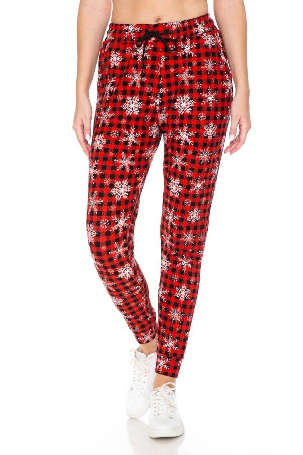 Plaid Snowflake Print Soft Lounge Jogger Pants - Adult & Kids T-Shirts, Sweatshirts & Hoodies apparel design preview 1