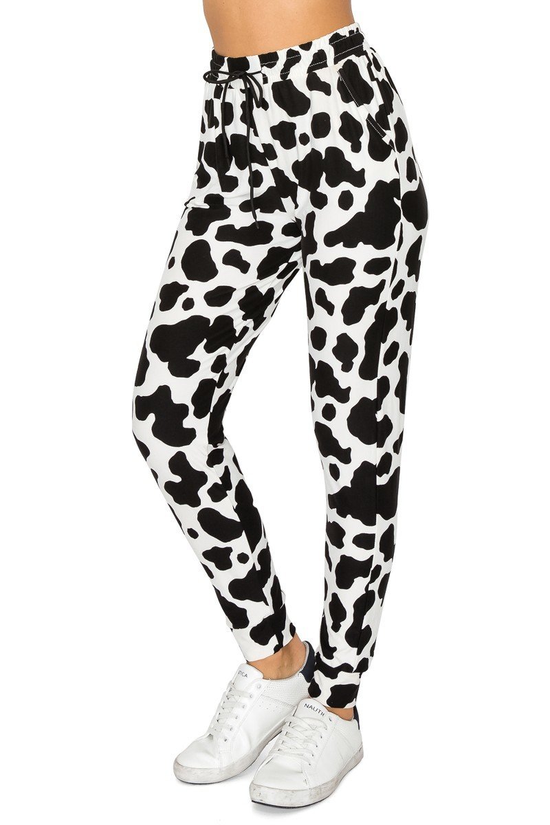 Black White Cow Print Soft Lounge Jogger Pants - Adult & Kids T-Shirts, Sweatshirts & Hoodies apparel design preview 1