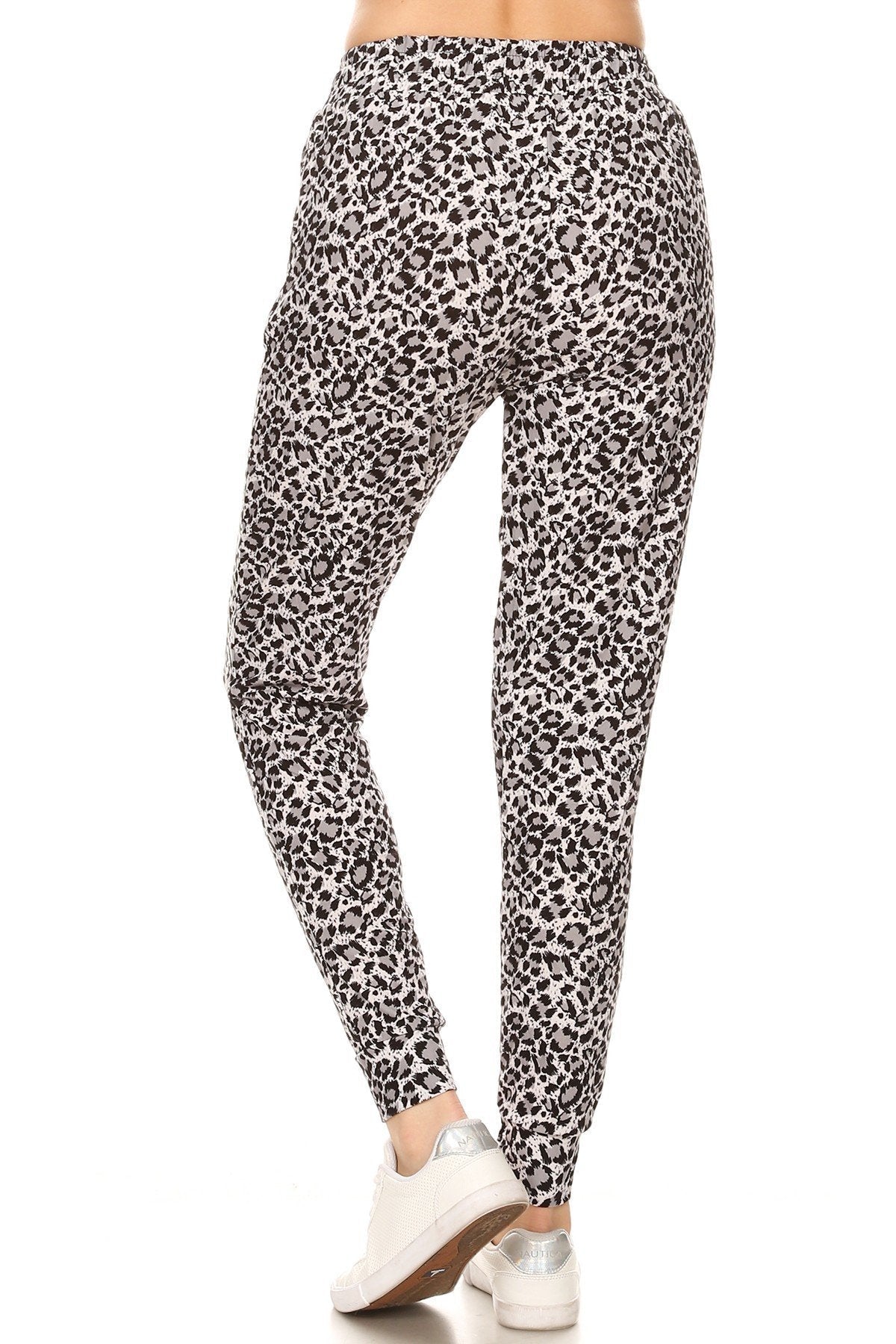 White Leopard Print Soft Lounge Jogger Pants - Adult & Kids T-Shirts, Sweatshirts & Hoodies apparel design preview 2