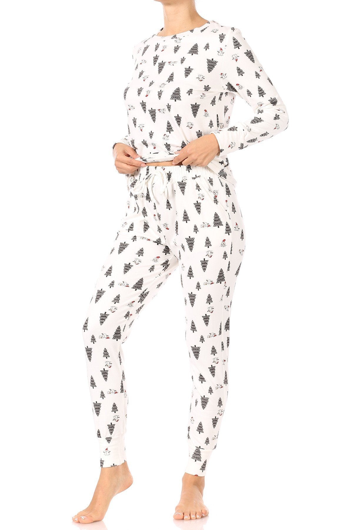Christmas Trees Snowman Fleece Lined Lounge Pajama - Adult & Kids T-Shirts, Sweatshirts & Hoodies apparel design preview 2