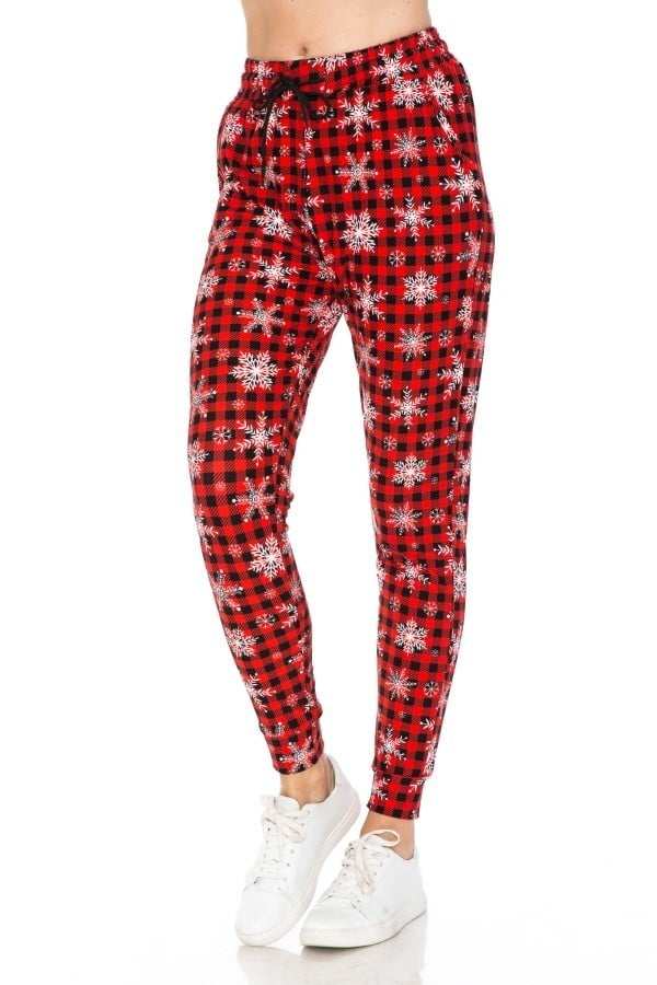 Plaid Snowflake Print Soft Lounge Jogger Pants - Adult & Kids T-Shirts, Sweatshirts & Hoodies apparel design preview 2