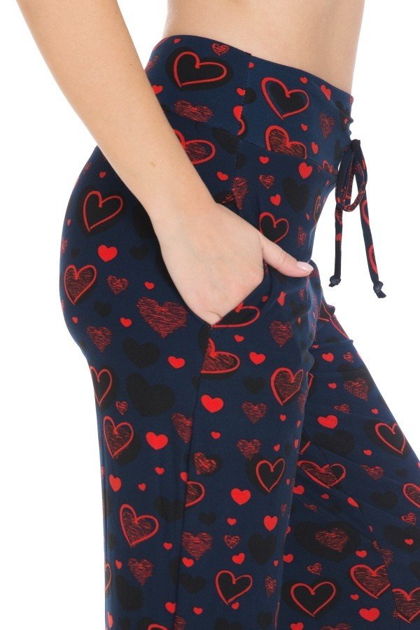 Red Heart Print Soft Lounge Pajama Pants - Adult & Kids T-Shirts, Sweatshirts & Hoodies apparel design preview 2
