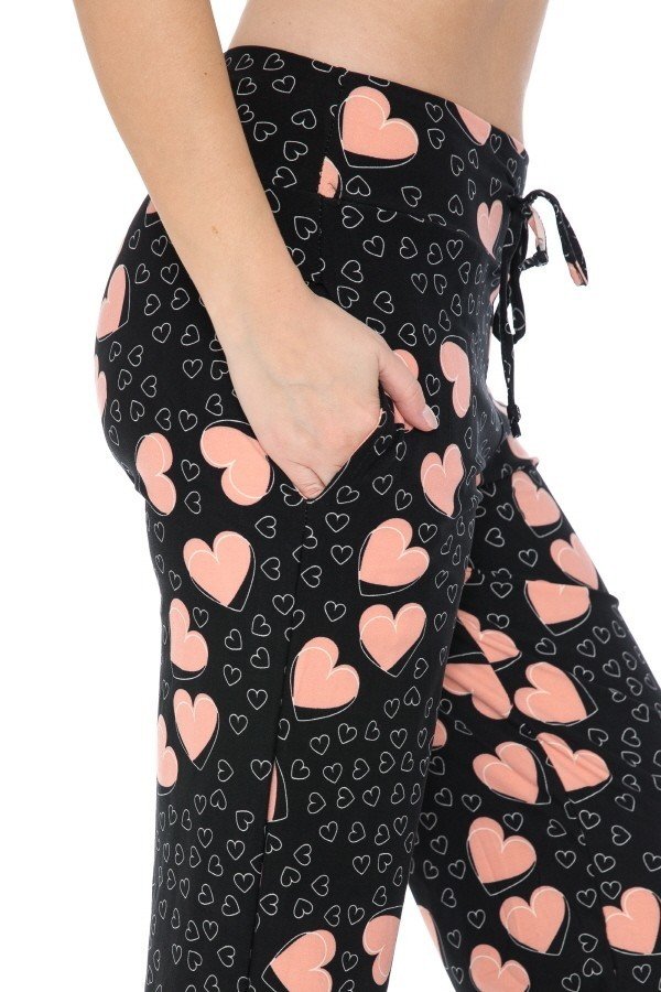 Pink Heart Print Soft Lounge Pajama Pants - Adult & Kids T-Shirts, Sweatshirts & Hoodies apparel design preview 2