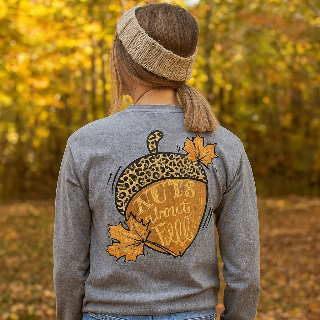 Girlie Girl Originals Nuts About Fall Leopard - Adult & Kids T-Shirts, Sweatshirts & Hoodies apparel design preview 1